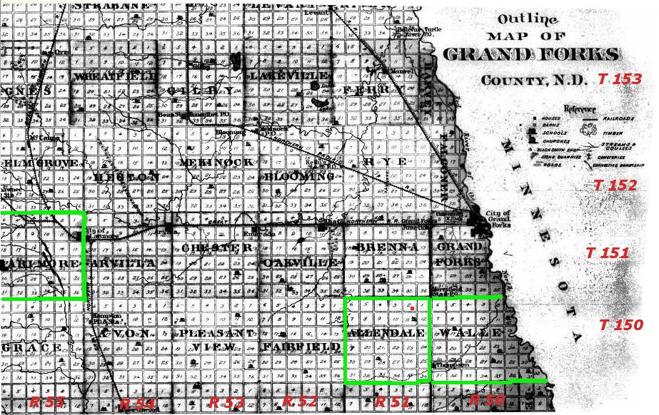 Grand Forks N.D.  Township Map showing Allendale Township